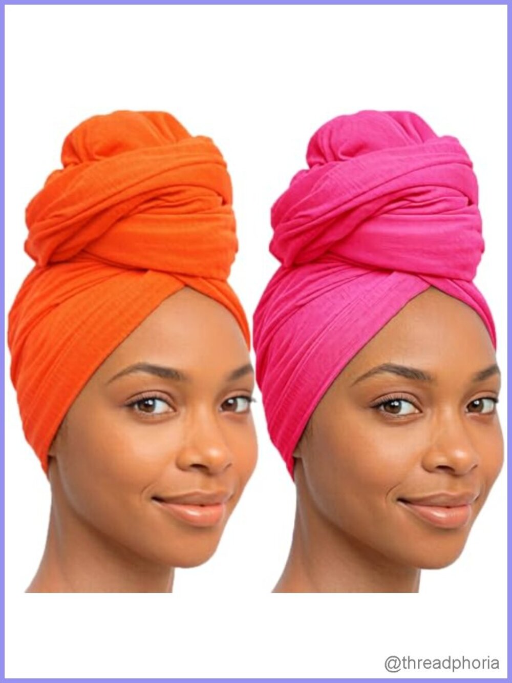 2 Pack Long Head Wraps Soft Large Turban Scarves Polyester